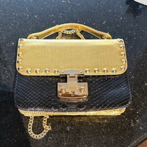 Gold and Black Studded Women's Bag